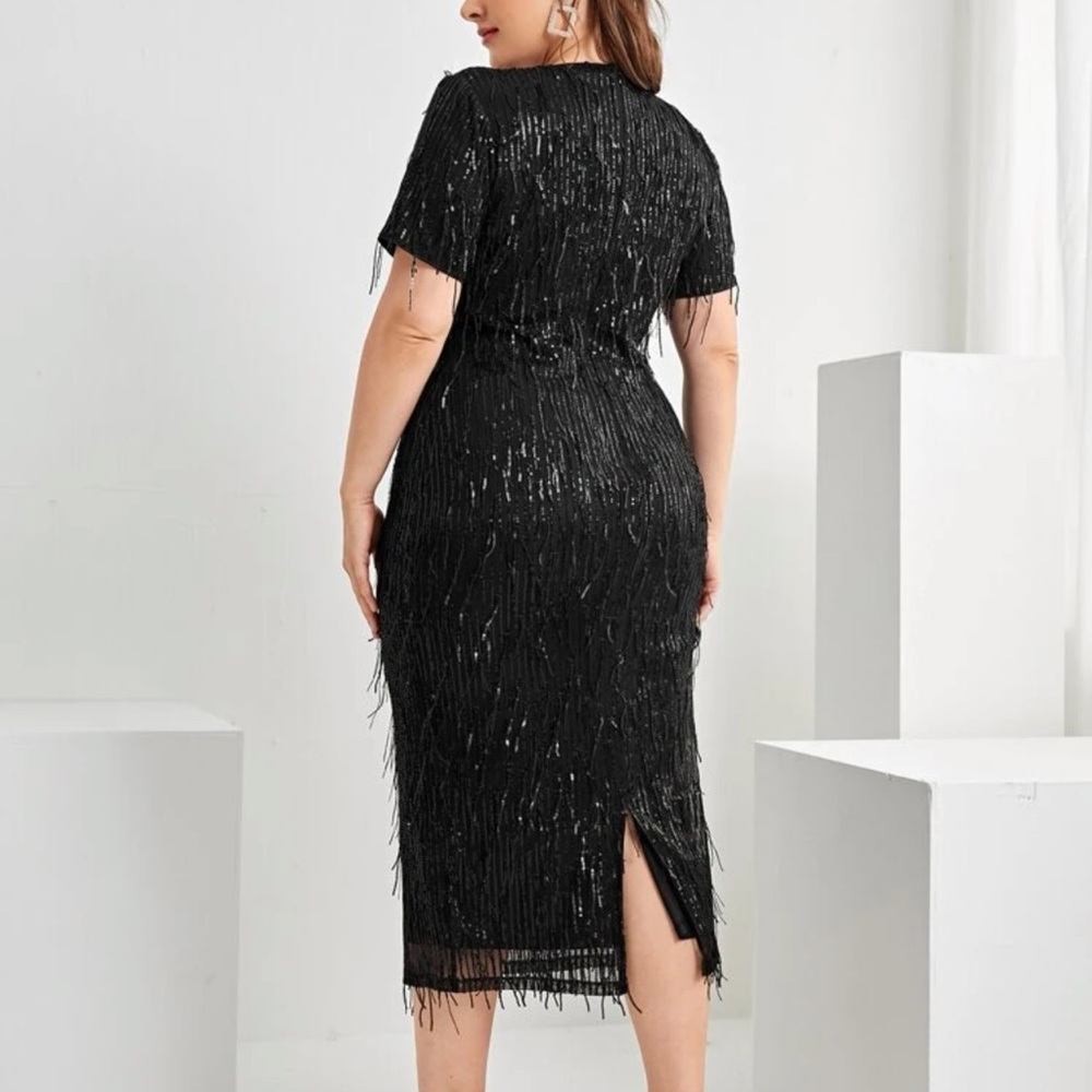 Black Mesh Detail Cocktail Dress main image 1